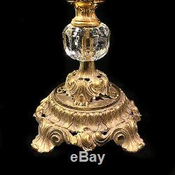 Vintage Hollywood Regency Crystal Cut Glass Ashtray Smoking Stand with Prisms