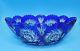 Vintage Imperlux Cobalt Blue Lead Crystal Cut To Clear Glass Centerpiece Bowl