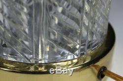 Vintage Irish Waterford Crystal & Brass Cylinder Herringbone table lamp Signed