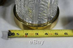 Vintage Irish Waterford Crystal & Brass Cylinder Herringbone table lamp Signed