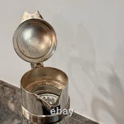 Vintage Italian Cut Crystal Decanter Silver Plate Glass Claret Wine Pitcher 14