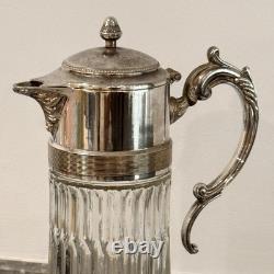 Vintage Italian Cut Crystal Decanter Silver Plate Glass Claret Wine Pitcher 14