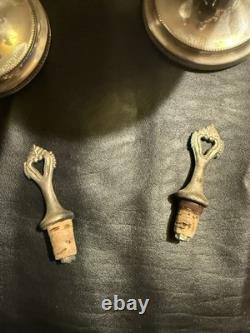 Vintage Italian Cut Crystal & Silverplate Ewers Pair