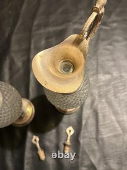 Vintage Italian Cut Crystal & Silverplate Ewers Pair