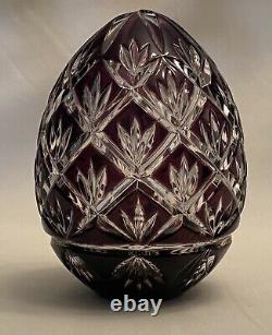 Vintage Janik Maria Crystal Egg, Purple Cut to Clear, Art Glass, Signed Limit Ed