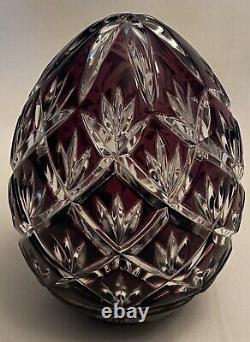 Vintage Janik Maria Crystal Egg, Purple Cut to Clear, Art Glass, Signed Limit Ed
