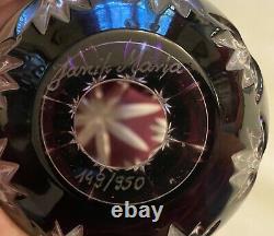 Vintage Janik Maria Crystal Egg, Purple Cut to Clear, Art Glass, Signed Limit Ed