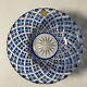 Vintage Kagami Japan Blue Cut Crystal Trinket Dish Bowl Gold Label -Beautiful