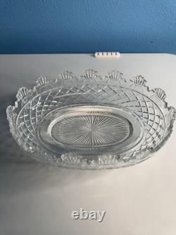 Vintage Kennedy Era American Cut Crystal Oval Serving Bowl Heavy