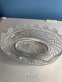 Vintage Kennedy Era American Cut Crystal Oval Serving Bowl Heavy