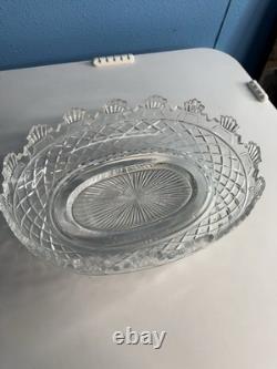 Vintage Kennedy Era American Cut Crystal Oval Serving Bowl Heavy
