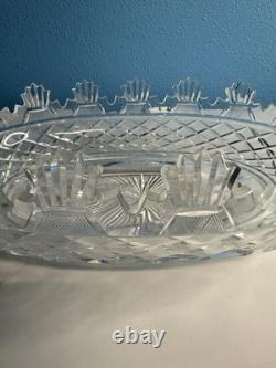 Vintage Kennedy Era American Cut Crystal Oval Serving Bowl Heavy