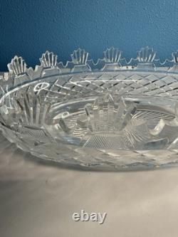 Vintage Kennedy Era American Cut Crystal Oval Serving Bowl Heavy