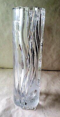 Vintage Large 15.5 Art Deco Intaglio Cut Crystal Glass Vase with Woman RARE