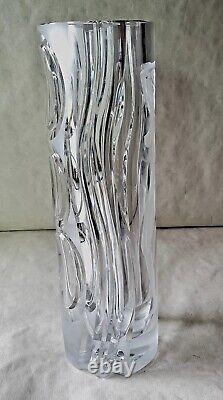 Vintage Large 15.5 Art Deco Intaglio Cut Crystal Glass Vase with Woman RARE