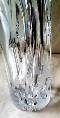 Vintage Large 15.5 Art Deco Intaglio Cut Crystal Glass Vase with Woman RARE