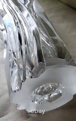 Vintage Large 15.5 Art Deco Intaglio Cut Crystal Glass Vase with Woman RARE