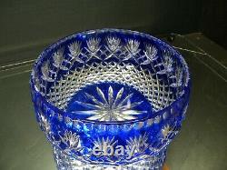 Vintage Large Cobalt Blue Czech Bohemian Lead Crystal Cut to Clear Bowl