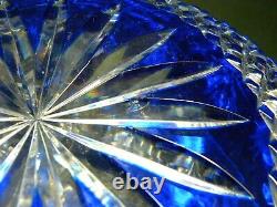 Vintage Large Cobalt Blue Czech Bohemian Lead Crystal Cut to Clear Bowl