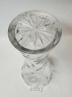 Vintage Large Flower Vase Hand-cut Lead Crystal Decorative Etched Heavy Glass