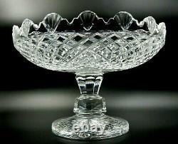 Vintage Large Waterford Cut Crystal Footed Fruit Bowl Handmade In Ireland