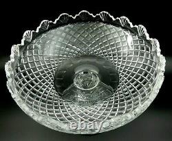 Vintage Large Waterford Cut Crystal Footed Fruit Bowl Handmade In Ireland