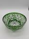 Vintage Lausitzer Glas (GDR) Vibrant Emerald Crystal Bowl Rose Pattern (read)