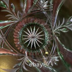 Vintage Lausitzer Glass Lead Crystal Emerald Green Cut to Clear Vase 10