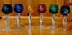 Vintage Lausitzer LA16 Multi-Colored Set of 6 Crystal Cut to Clear Cordial Glass