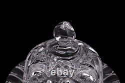 Vintage Lead Crystal Cut Glass Round Butter or Cheese Dish with Lid