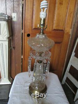 Vintage Lead Crystal Cut Table Lamp / Lead cut Glass pointed Prisms
