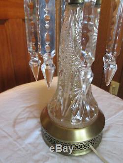 Vintage Lead Crystal Cut Table Lamp / Lead cut Glass pointed Prisms