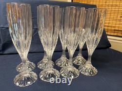 Vintage Lead Crystal Hand Cut 8 Fluted Champagne Glasses Beautiful