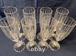 Vintage Lead Crystal Hand Cut 8 Fluted Champagne Glasses Beautiful