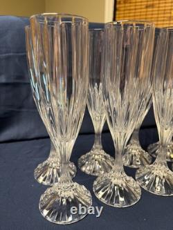 Vintage Lead Crystal Hand Cut 8 Fluted Champagne Glasses Beautiful