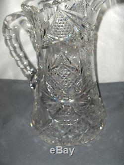 Vintage Lead Cut Glass American Brilliant Pitcher Ornate Crystal Many Patterns