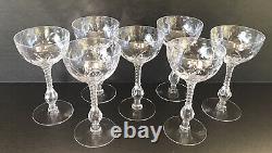 Vintage Libbey Rock Sharpe Persian Champagne Glasses (7) Wheel Cut Crystal
