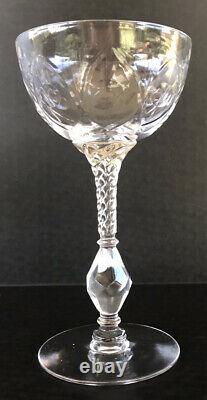 Vintage Libbey Rock Sharpe Persian Champagne Glasses (7) Wheel Cut Crystal