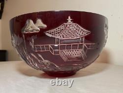 Vintage Lmtd Ed Crystal Design Guild Magda Nemeth Cut to Clear Dragon Glass Bowl