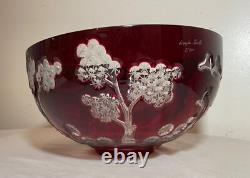 Vintage Lmtd Ed Crystal Design Guild Magda Nemeth Cut to Clear Dragon Glass Bowl