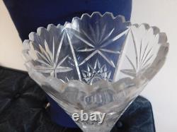 Vintage MC Bohemia Czechoslovakian Lead Cut Crystal Glass Flute VASE 15.5