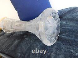 Vintage MC Bohemia Czechoslovakian Lead Cut Crystal Glass Flute VASE 15.5