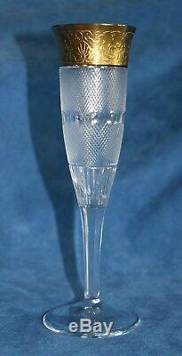 Vintage MOSER Splendid Gold Frieze Cut Crystal Champagne Flute Glass 7 5/8 Tall