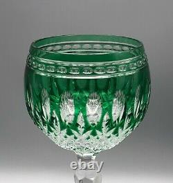 Vintage Marked Waterford Crystal Emerald Green Cut to Clear Clarendon Glass Stem
