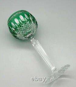 Vintage Marked Waterford Crystal Emerald Green Cut to Clear Clarendon Glass Stem