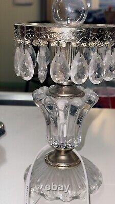 Vintage Michelotti Holland Cut Glass 18 Crystal Boudoir Parlor Table Lamp