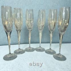 Vintage Mikasa'Arctic Lights' Champagne Flutes Set of 6 Vertical Cut Crystal