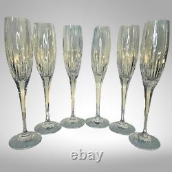Vintage Mikasa'Arctic Lights' Champagne Flutes Set of 6 Vertical Cut Crystal