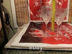 Vintage Moondust Crystal Bleikristal Germany 2 Water Goblets 2 Wine Glass New