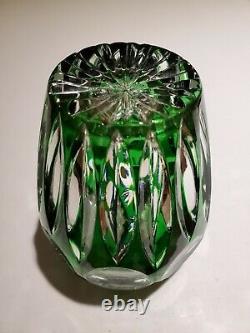Vintage Nachtmann Germany Bamberg Emerald Green Cut to Clear Crystal Vase